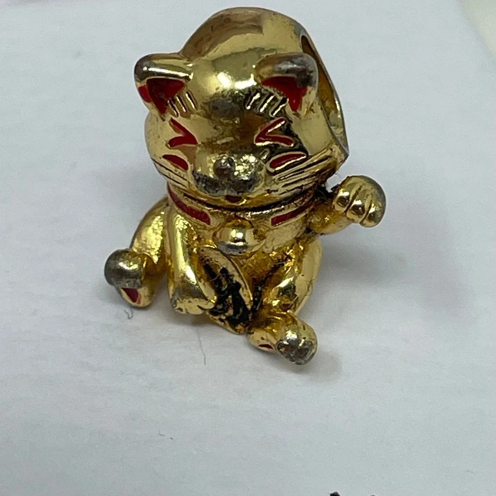 Pandora Shine Lucky Cat Maneki-neko Charm 18k Gold Plated 925 Silver 767900EN09